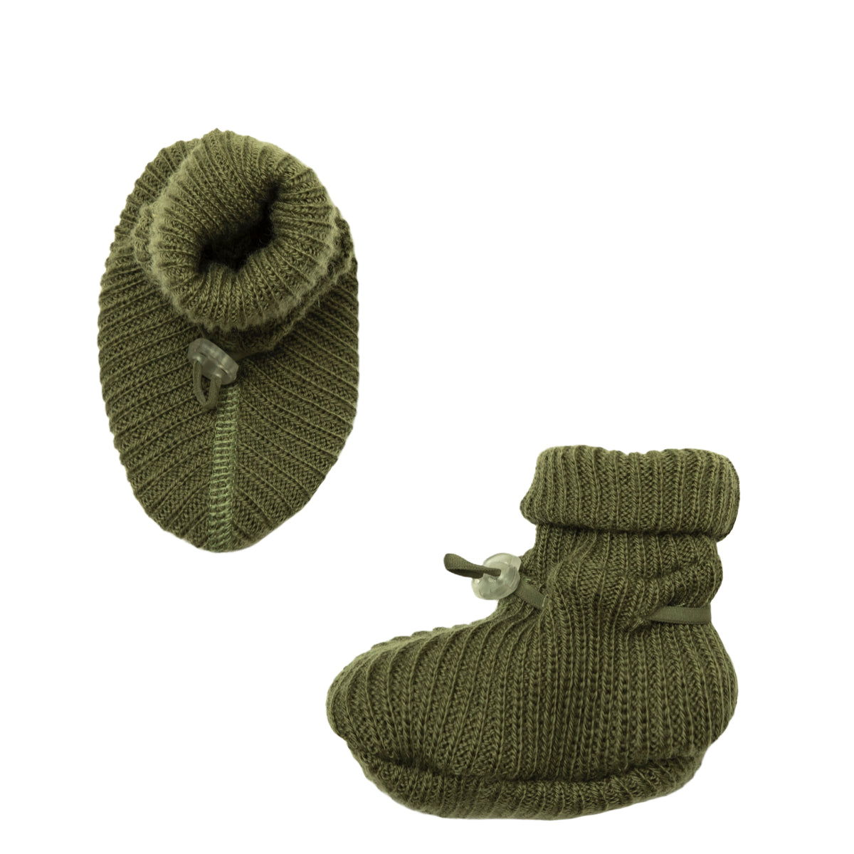 Joha - Wool Knit Baby Booties Dark Sage Slofjes Salie Groen