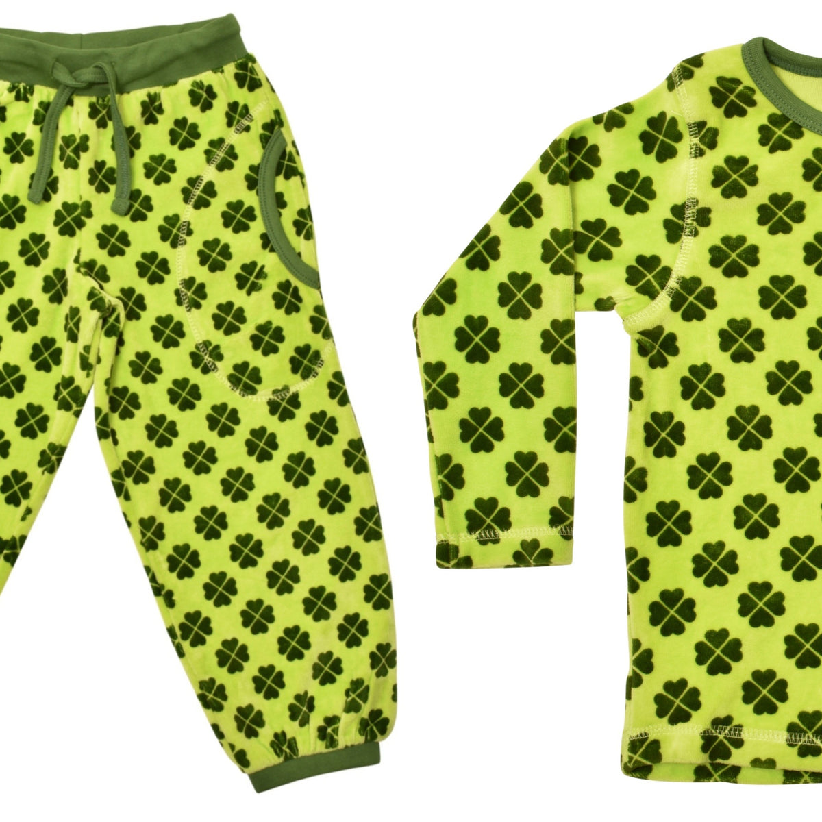 Duns Sweden - SET Pants + Longsleeve VELOURS Clover Green