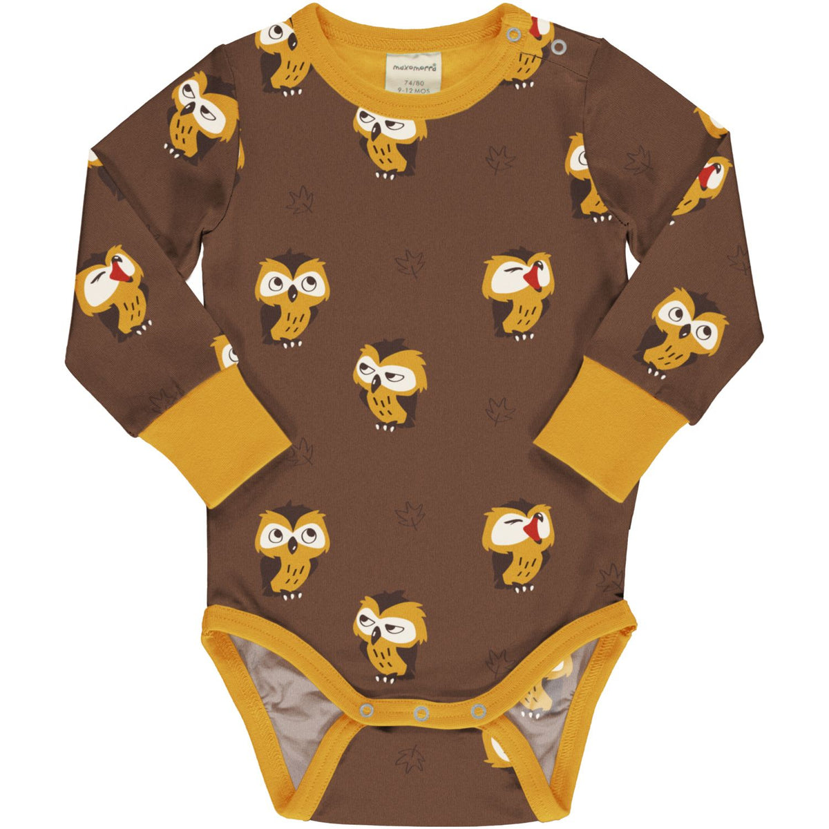 Maxomorra Longsleeve Romper Owl - Lange Mouwen Romper Uil