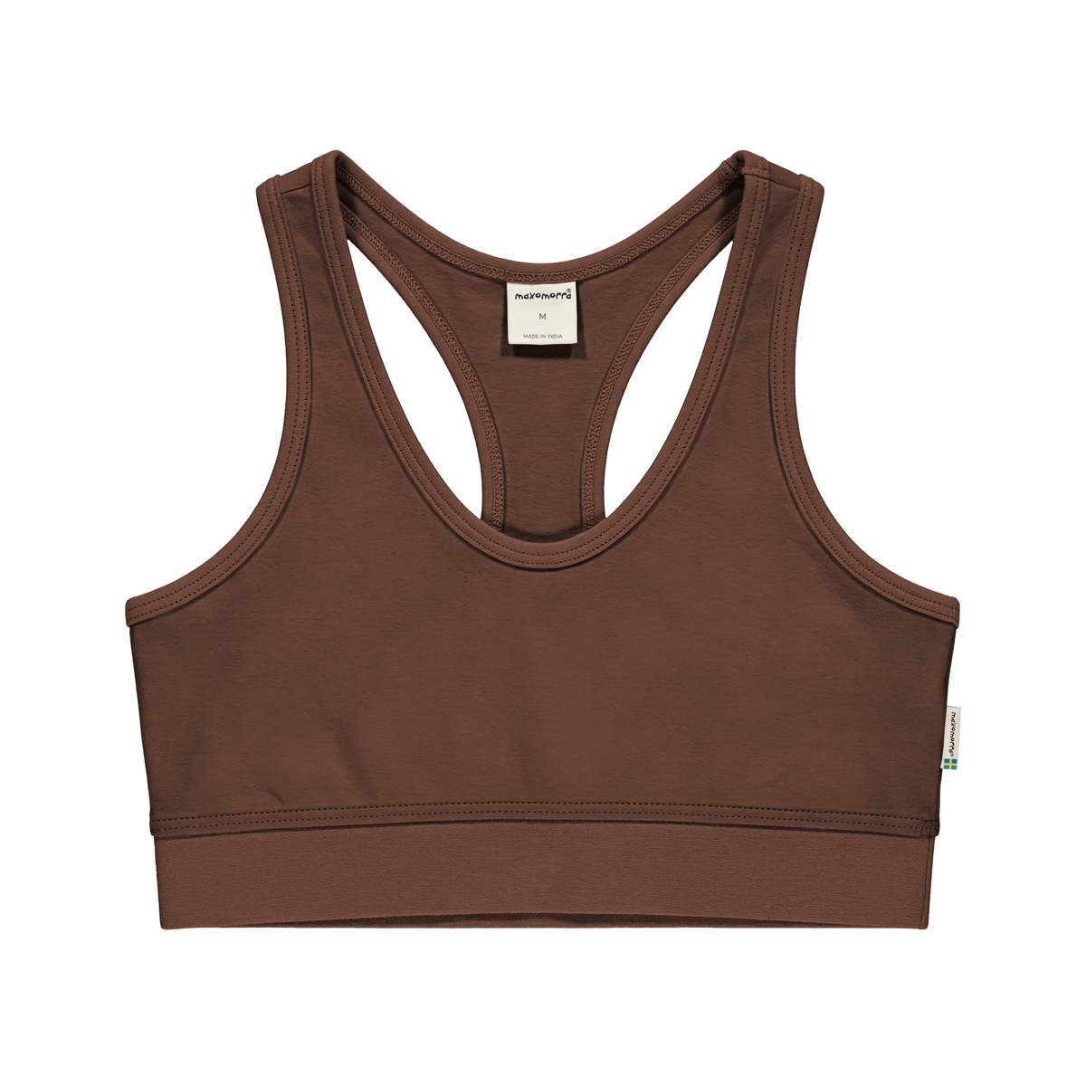 Maxomorra - Top Comfort Woman Solid BROWN - Dames Topje Effen Bruin