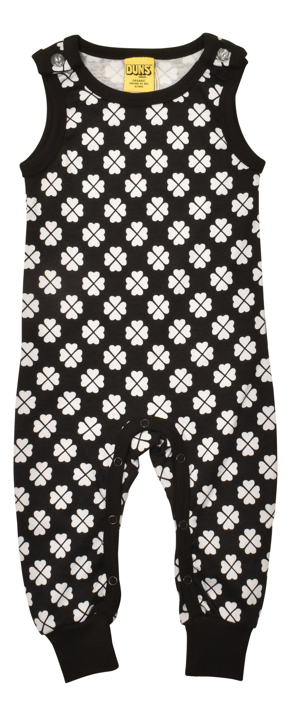 Duns Sweden - SET Dungarees + Babycap Clover Black