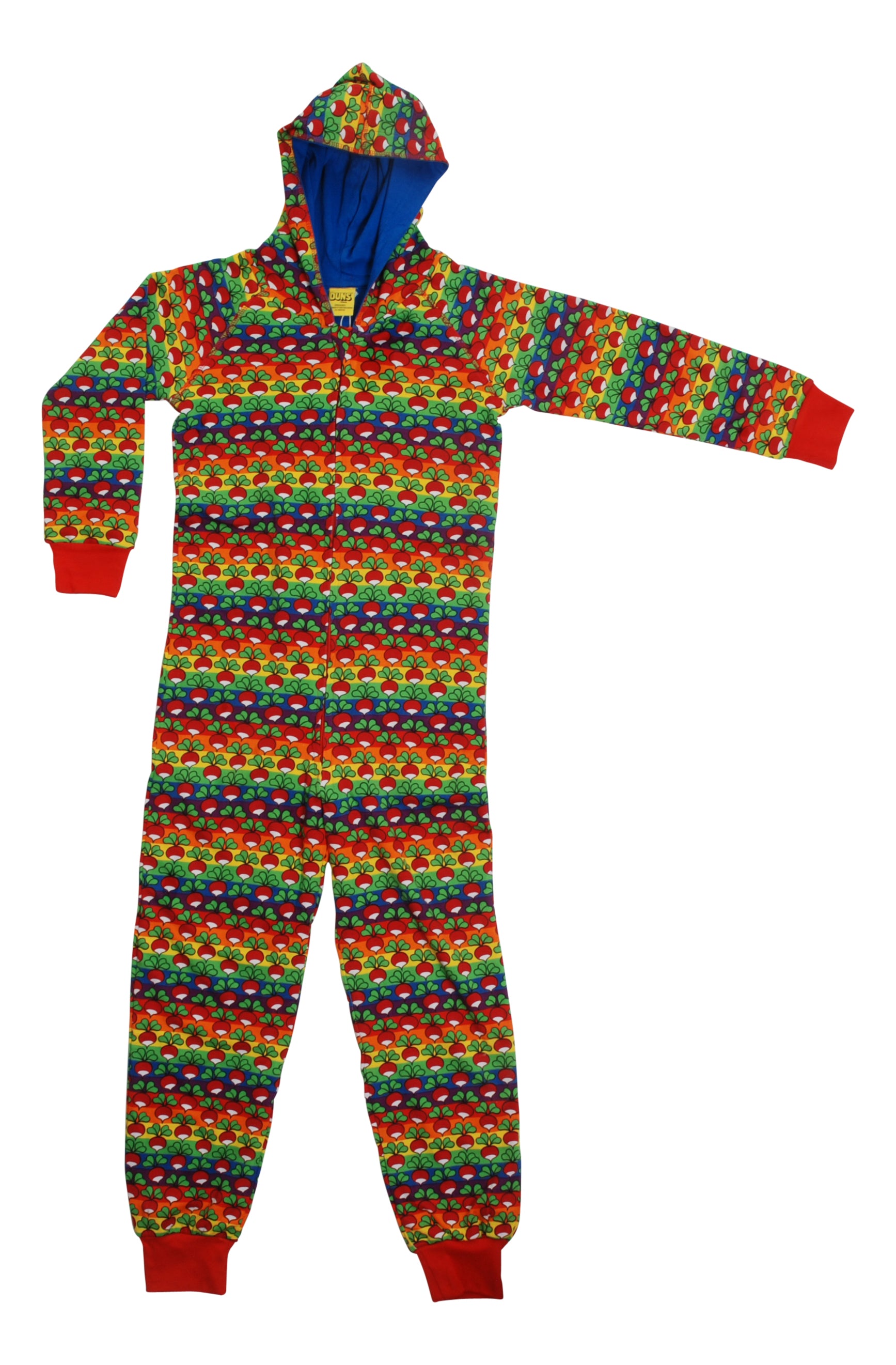 Duns Sweden - Hooded Suit Rainbow Strip Bold Radishes - Onesie Regenboog Radijsjes