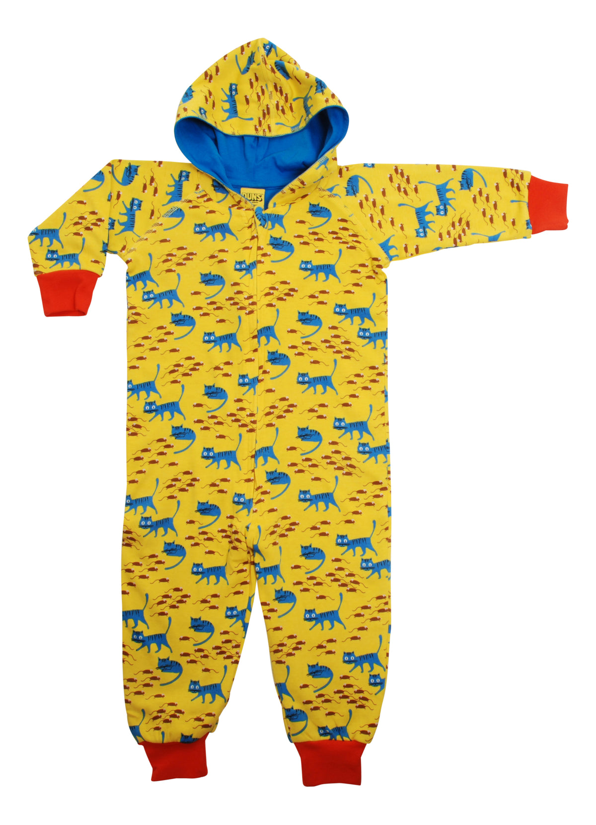 Duns Sweden - Onesie Cat Lemon Chrome -  Hooded Suit Kat &amp; Muisjes