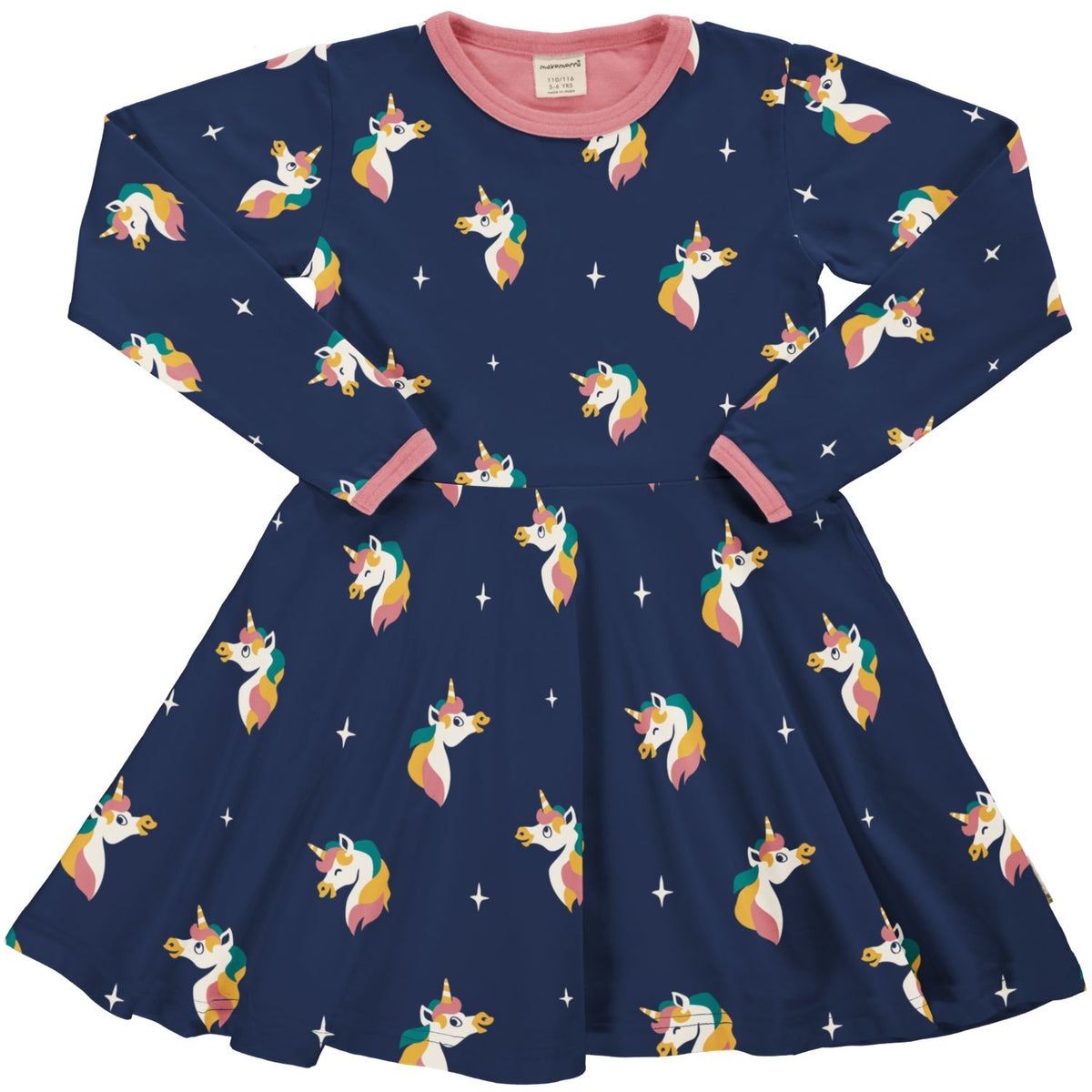 Maxomorra - Longsleeve Circle Dress Unicorn - Zwierjurk Langemouw Eenhoorn