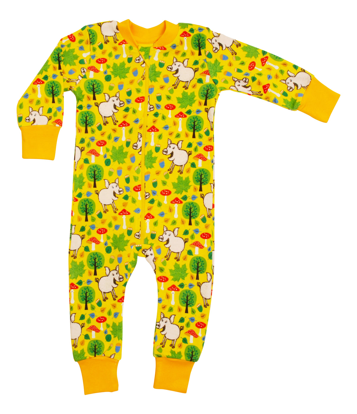 Duns Sweden - Zipsuit Slaappak Pigs & Acrons Lemon Chrome