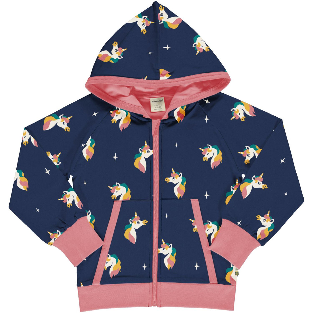 Maxomorra - Hoody Zipper Lined Unicorn - Blauw Vest Eenhoorns
