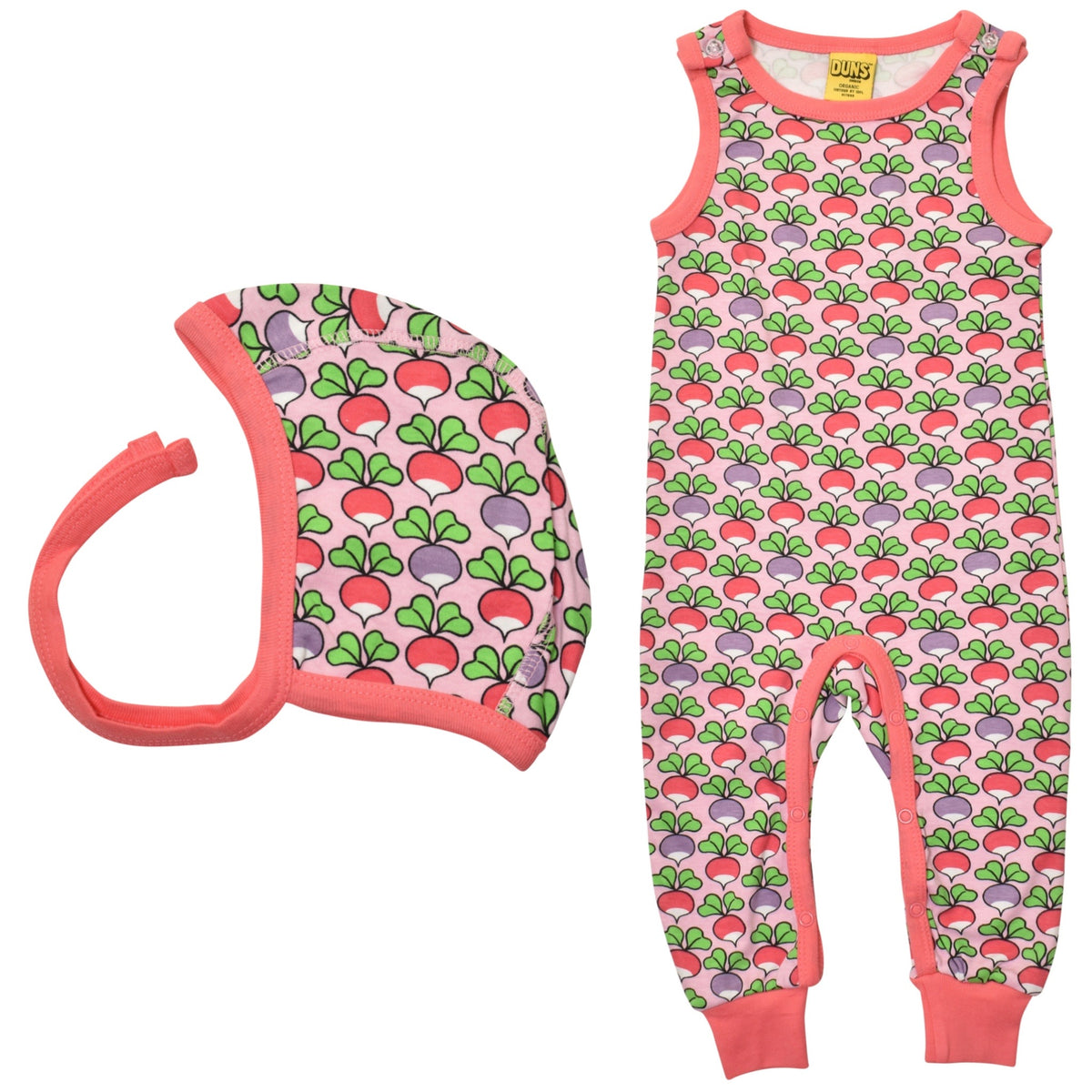 Duns Sweden - SET C Dungarees + Babycap Multi Radish Pink