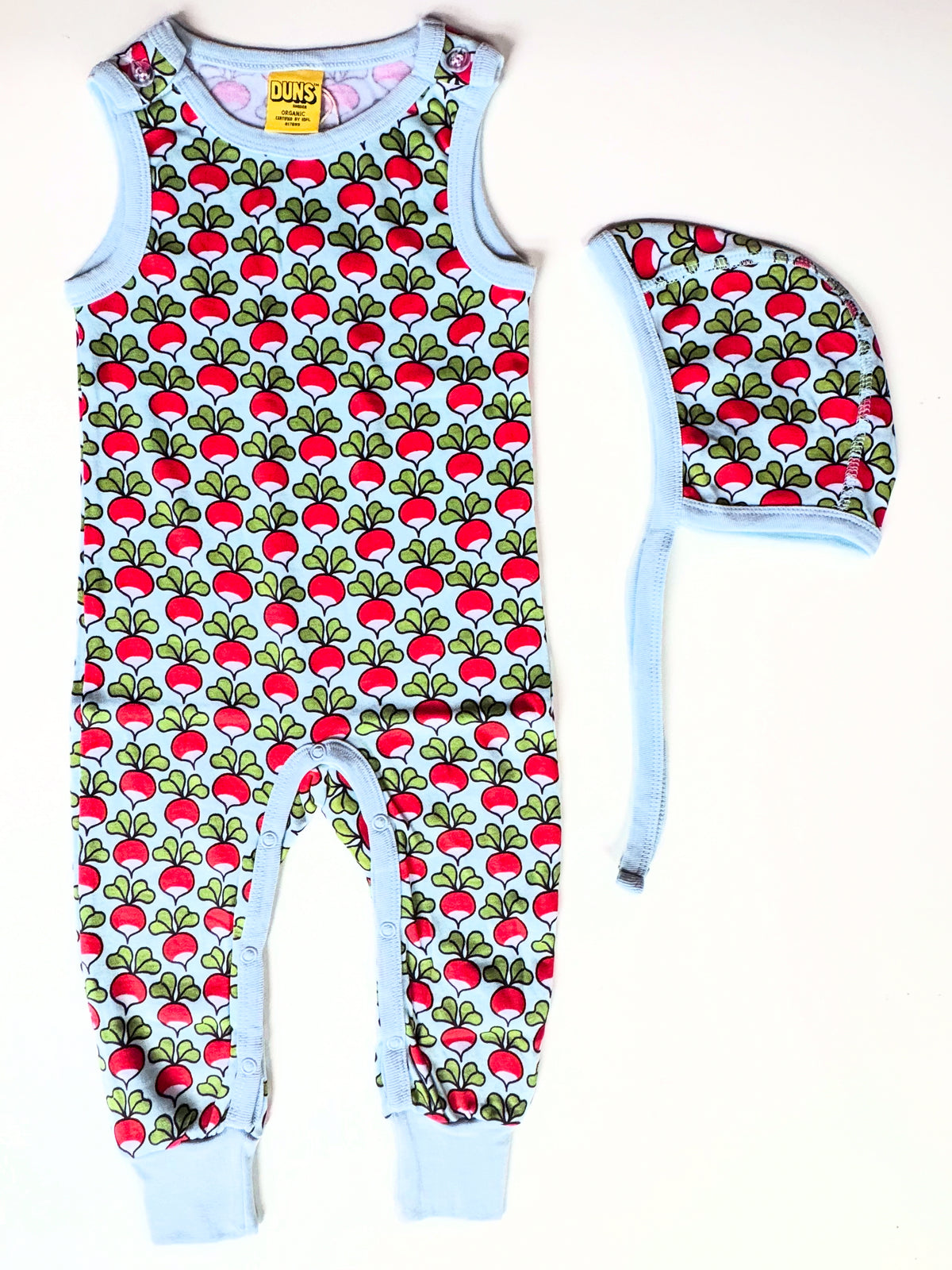 Duns Sweden - Radishes Egg Blue 세트 던가리 & 보닛