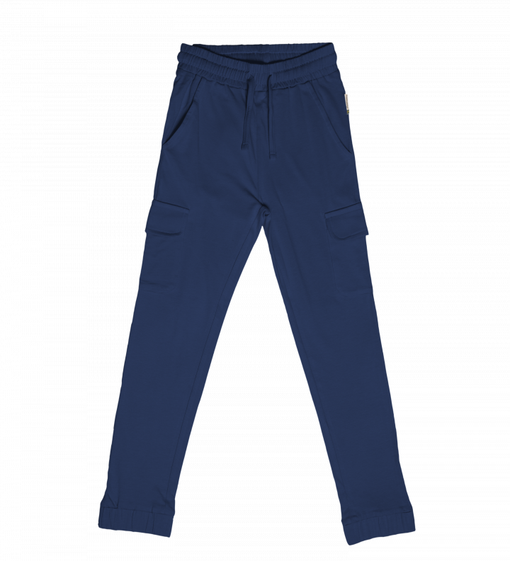 Maxomorra - Pants Cargo Sweat Navy - Donker Blauwe Cargo Broek Met Zakken