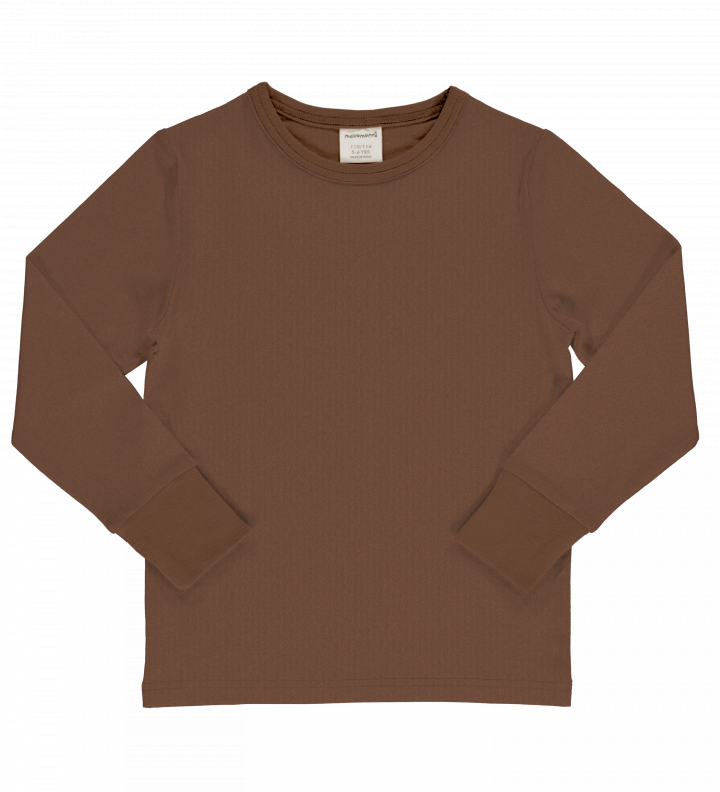 Maxomorra - Top LS Solid Brown - Longsleeve Effen Bruin
