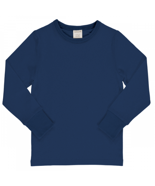 Maxomorra - Top Solid LS Navy - Longsleeve Effen Donker Blauw