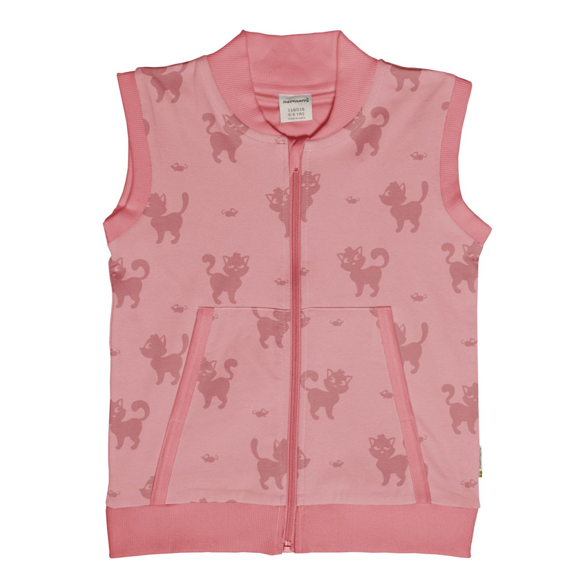 Maxomorra - Vest Lined Mono Cat - Roze Bodywarmer Kat