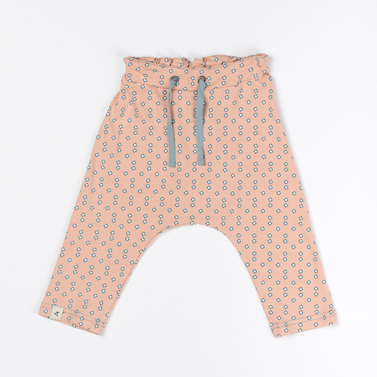 Albababy - SET Hannah zachtblauwe romper wit kantje Ida baby pants Dusty Rose