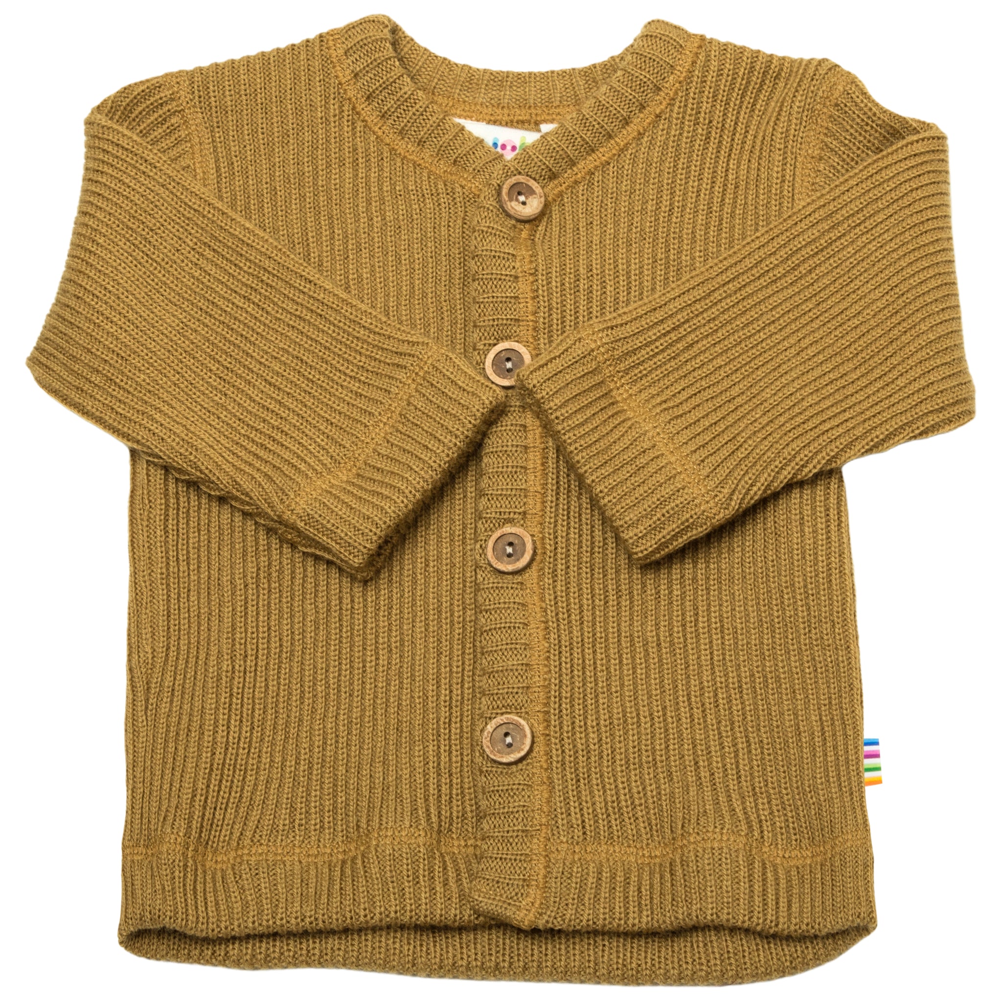 Joha Wool Rib Cardigan Curry Yellow Gebreid Wollen Vest Kerrie Geel