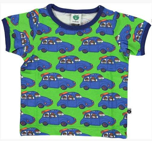 Smafolk - BABY T-Shirt Cars - Groen shirtje blauwe auto's