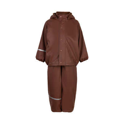 Celavi Rainwear SET Fleece Rocky Road  - Gevoerd Regenpak (2 delen) Effen Donker Bruin