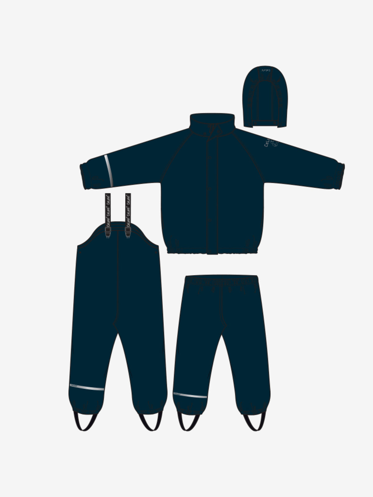 Celavi Rainwear SET Fleece Navy  - Gevoerd Regenpak (2 delen) Effen Donker Blauw