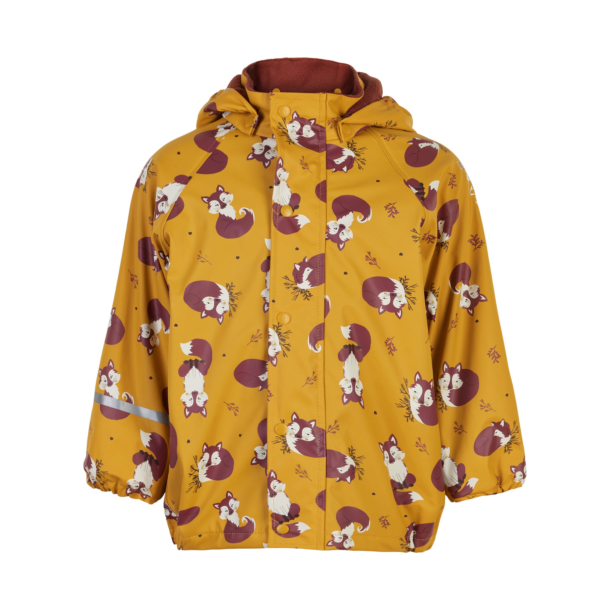 Celavi Rain Jacket Fleece Mineral Yellow Foxes  - Gevoerde Regenjas Vossen