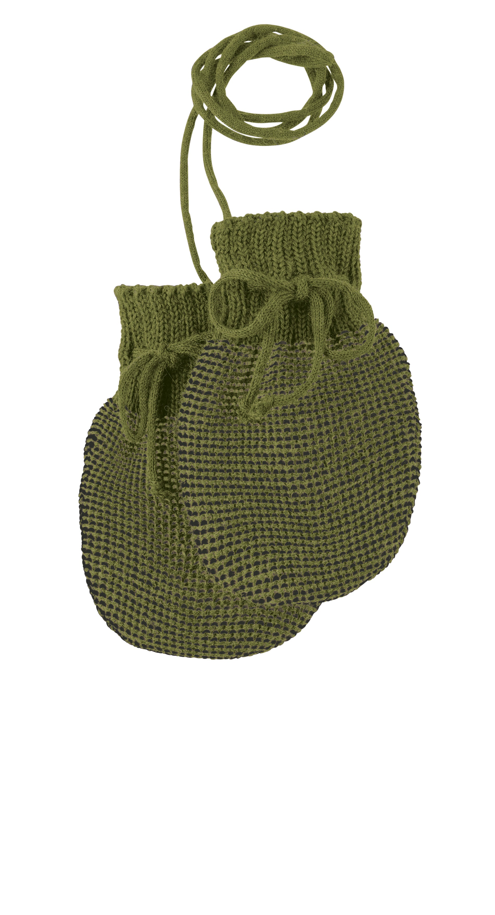 Disana - Knitted Wool Gloves Olive Anthracite Gekookt Wollen Wantjes Groen