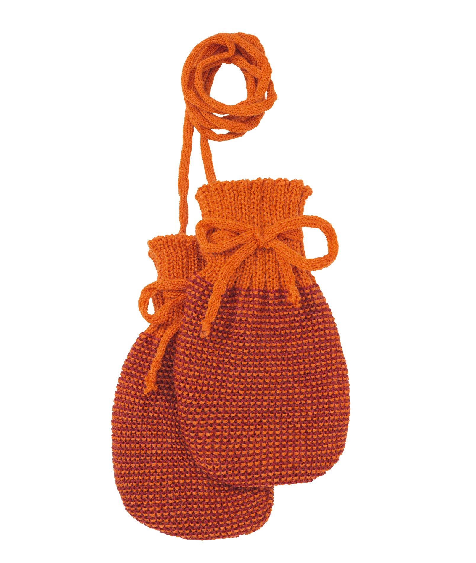 Disana - Knitted Wool Gloves Orange Bordeaux Gekookt Wollen Wantjes Oranje