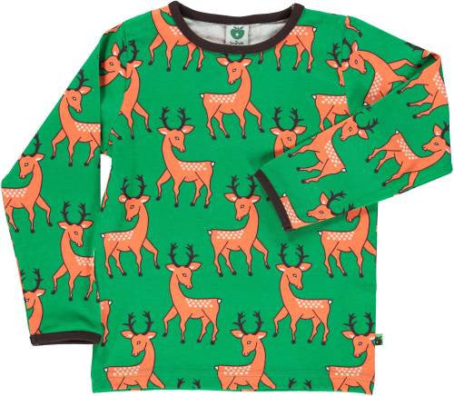 Smafolk - Longsleeve Green Orange Deer - Hertjes