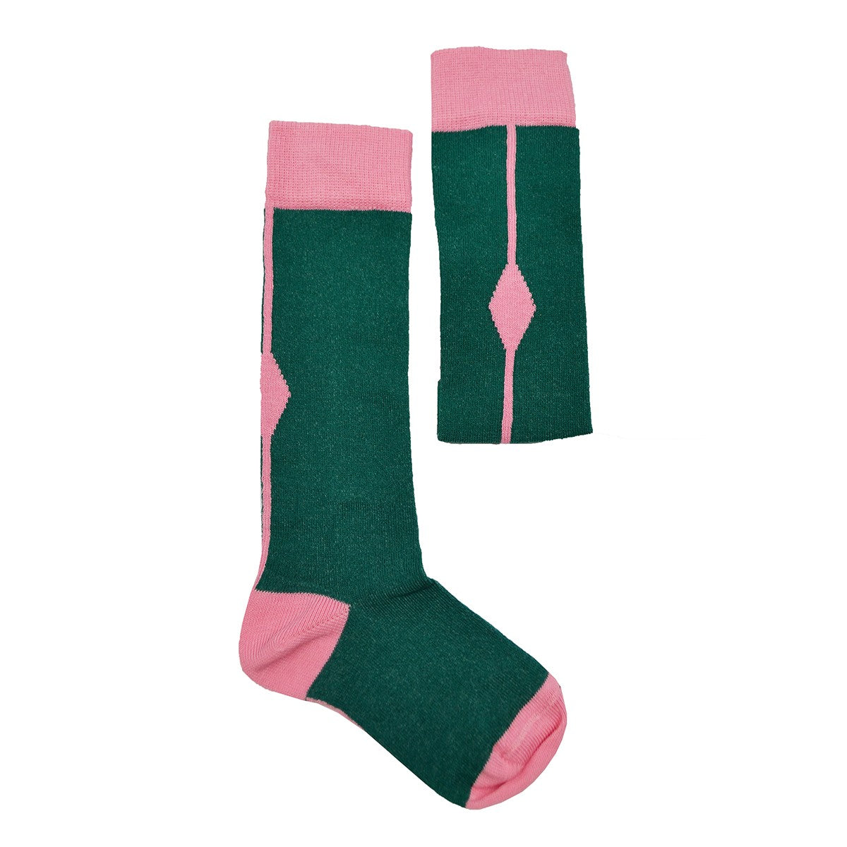 Baba Kidswear - Green Kneesocks Pink Square - Kniekousen Groen met Roze Ruit
