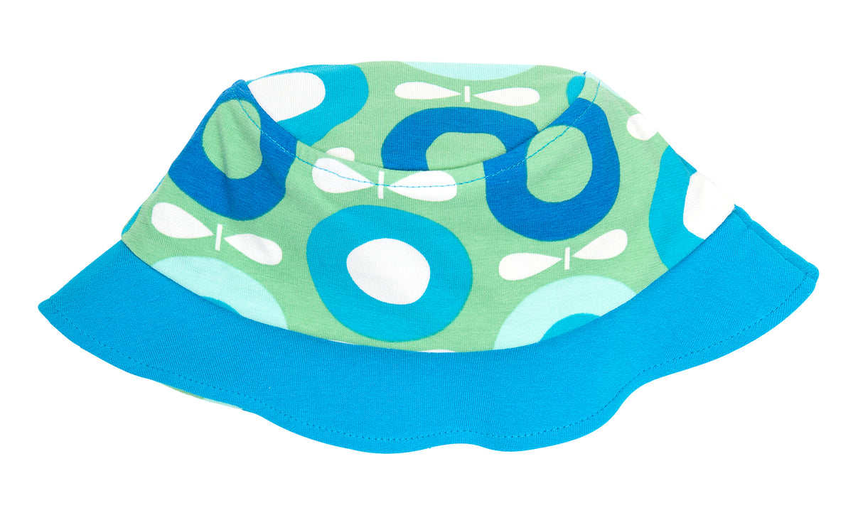 Katvig - Sunhat Big Apples Blue Green - Zonnehoedje Appels Bloemen Blauw Groen