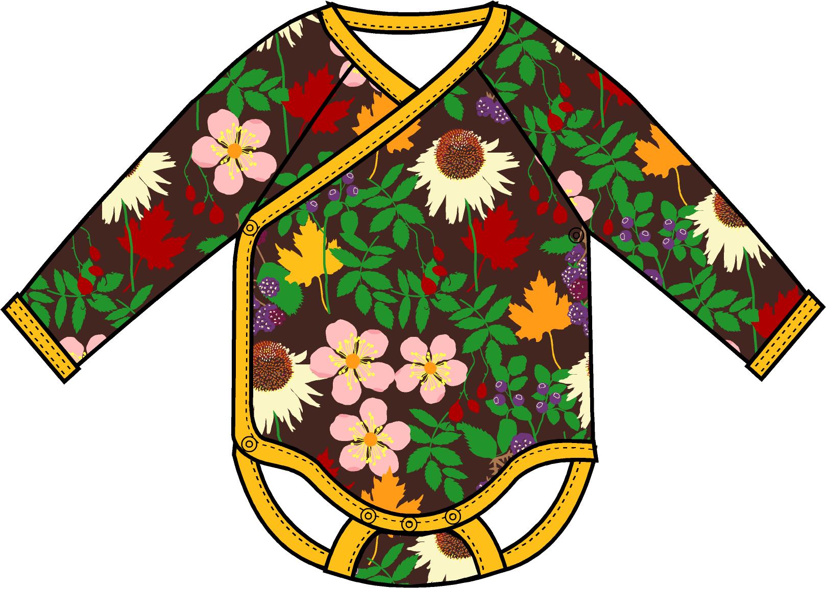 Duns Sweden - Wrap Body Autumn Flowers Brown Kimono/Overslag Romper