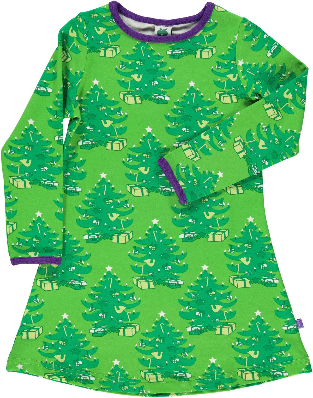Smafolk - Dress Christmas Trees - Groene jurk met kerstbomen en cadeaus