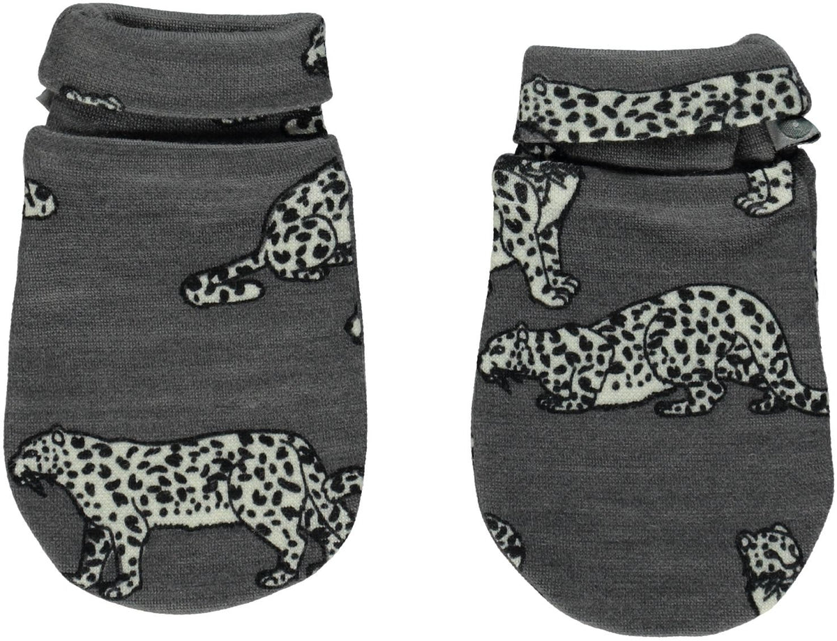 Smafolk Mittens WOOL Leopard Grey