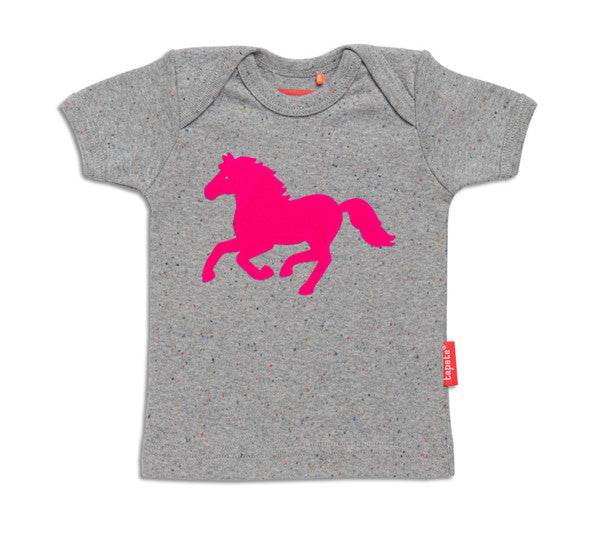 Tapete T-Shirt BABY Horse Pink - Grijs T-shirt met roze Paard