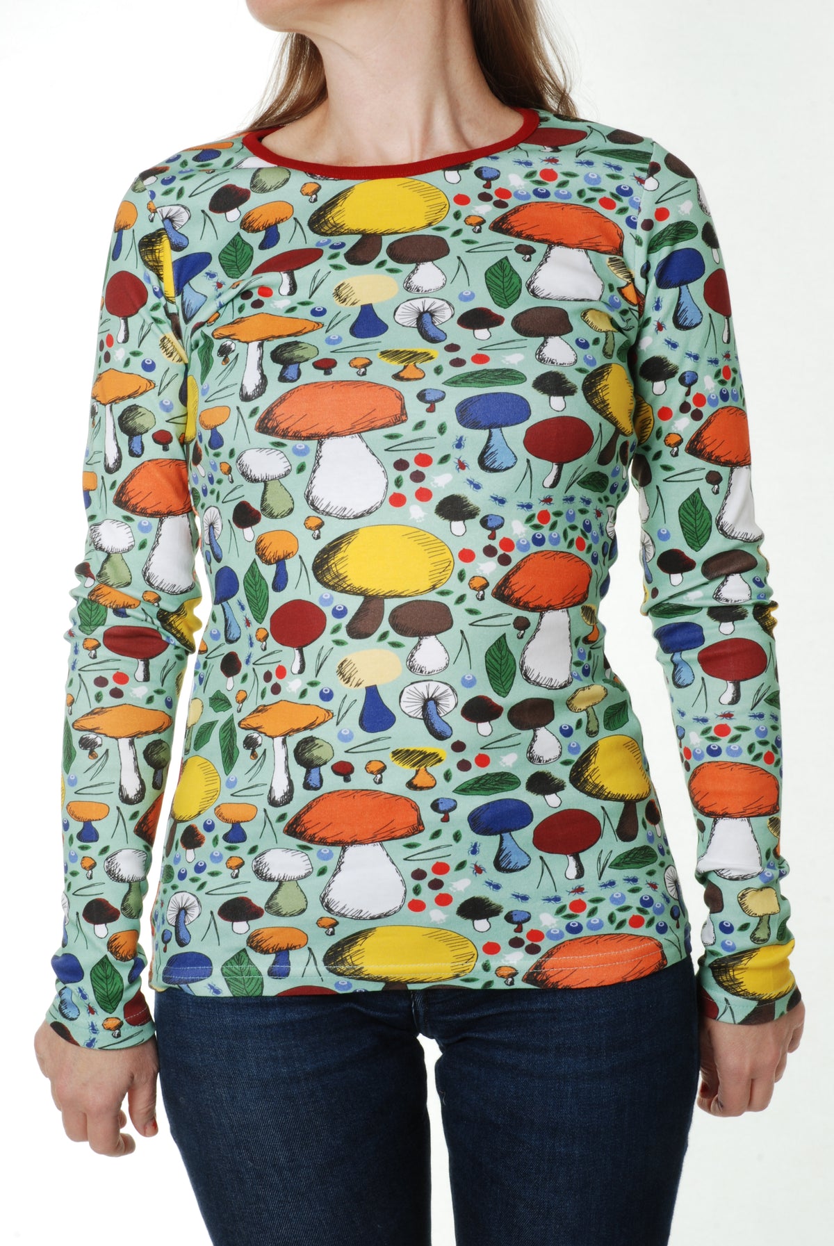 Duns Sweden - ADULT Longsleeve Mushroom Forest Jade - Paddenstoelen