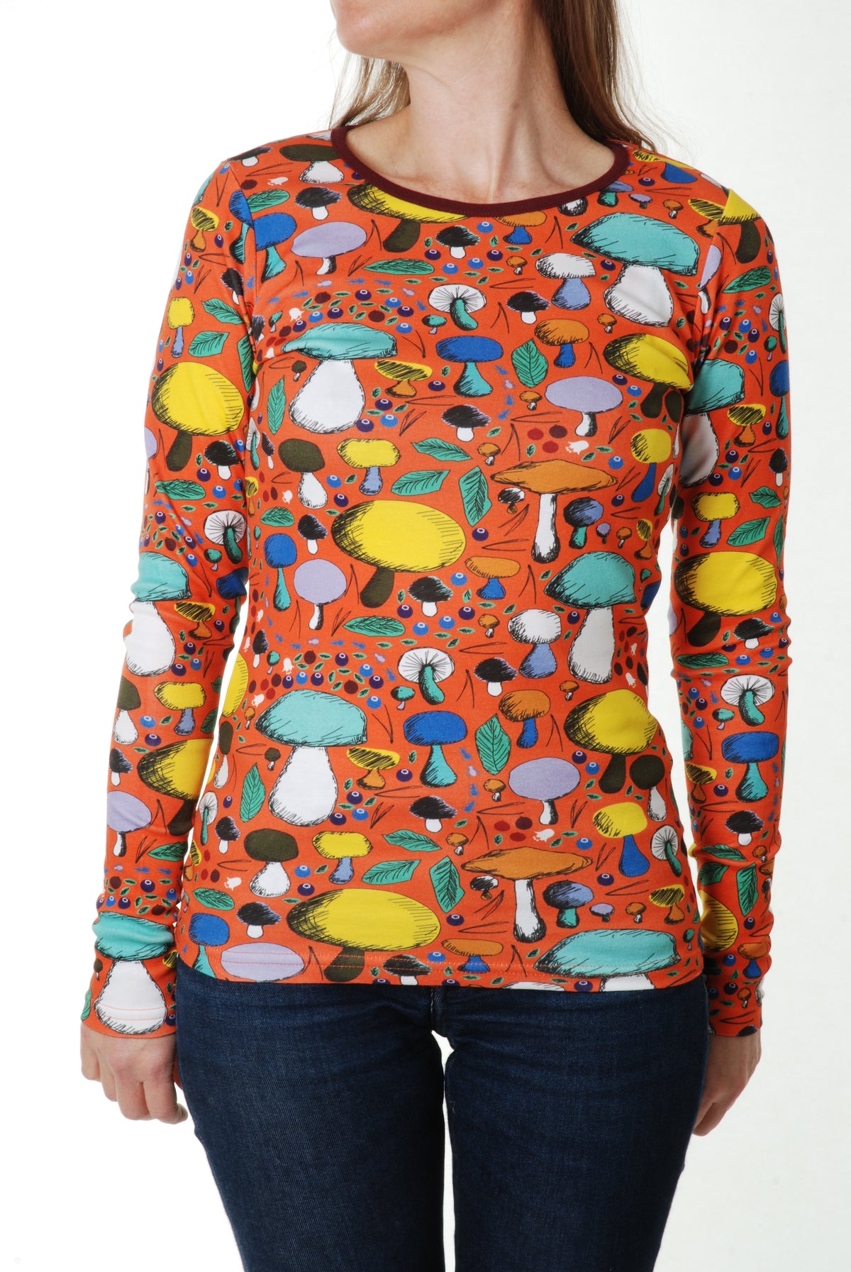 Duns Sweden - ADULT Longsleeve Mushroom Forest Dark Orange - Paddenstoelen