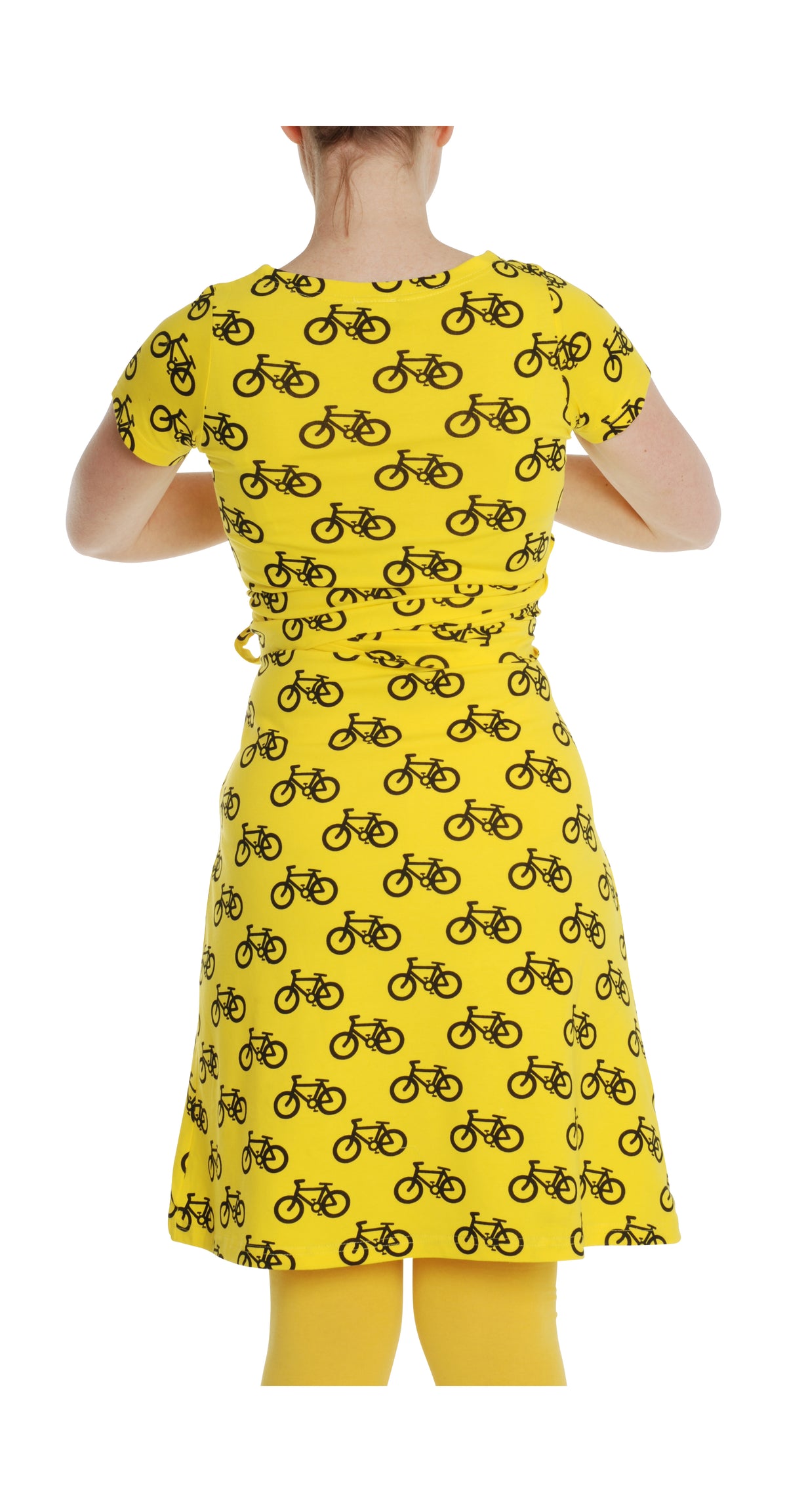 More Than A Fling Wrap Dress Bike Yellow - Overslag Jurk Geel Fietsen