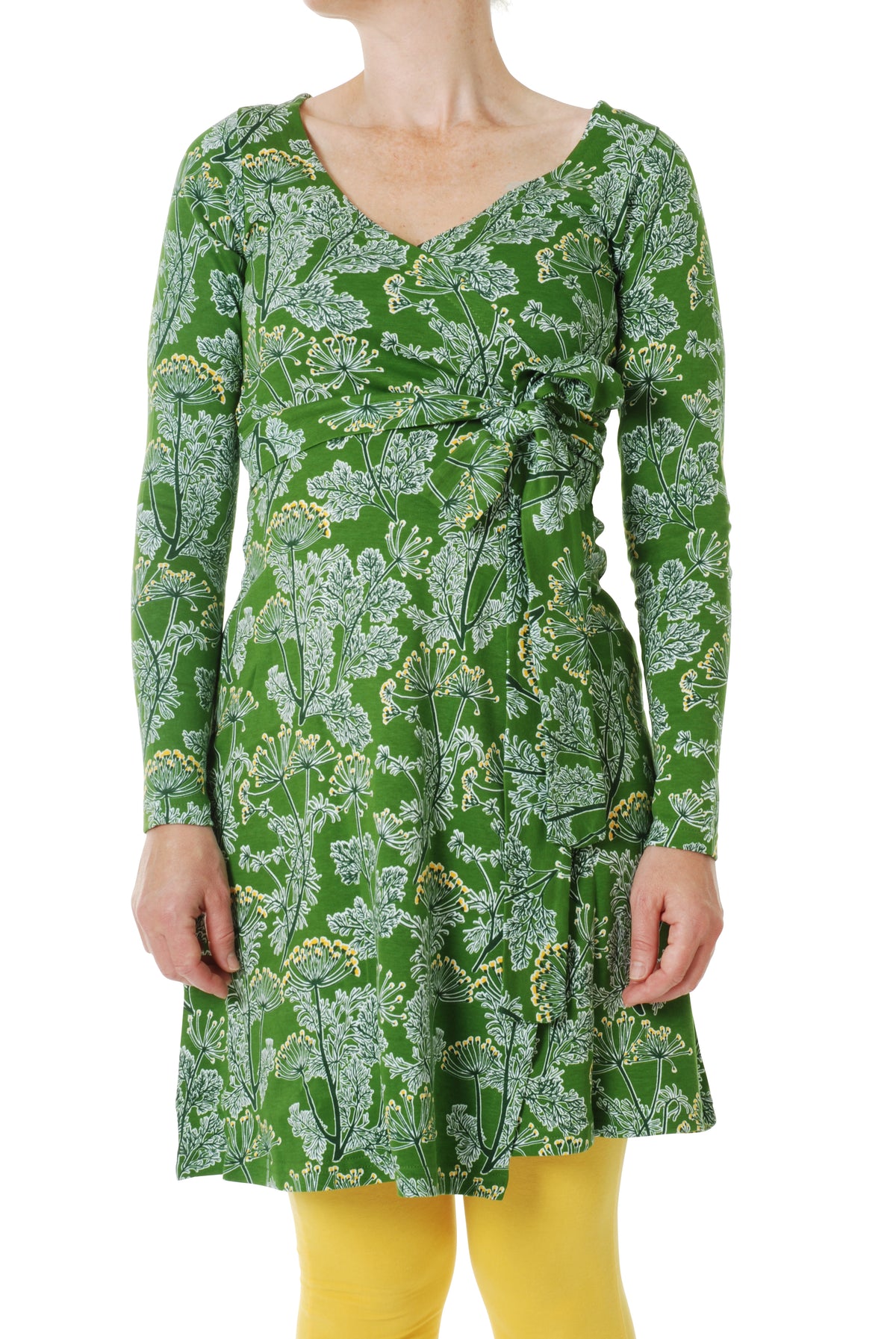 Duns Sweden ADULT Longsleeve Wrap Dress Dill Cactus Green