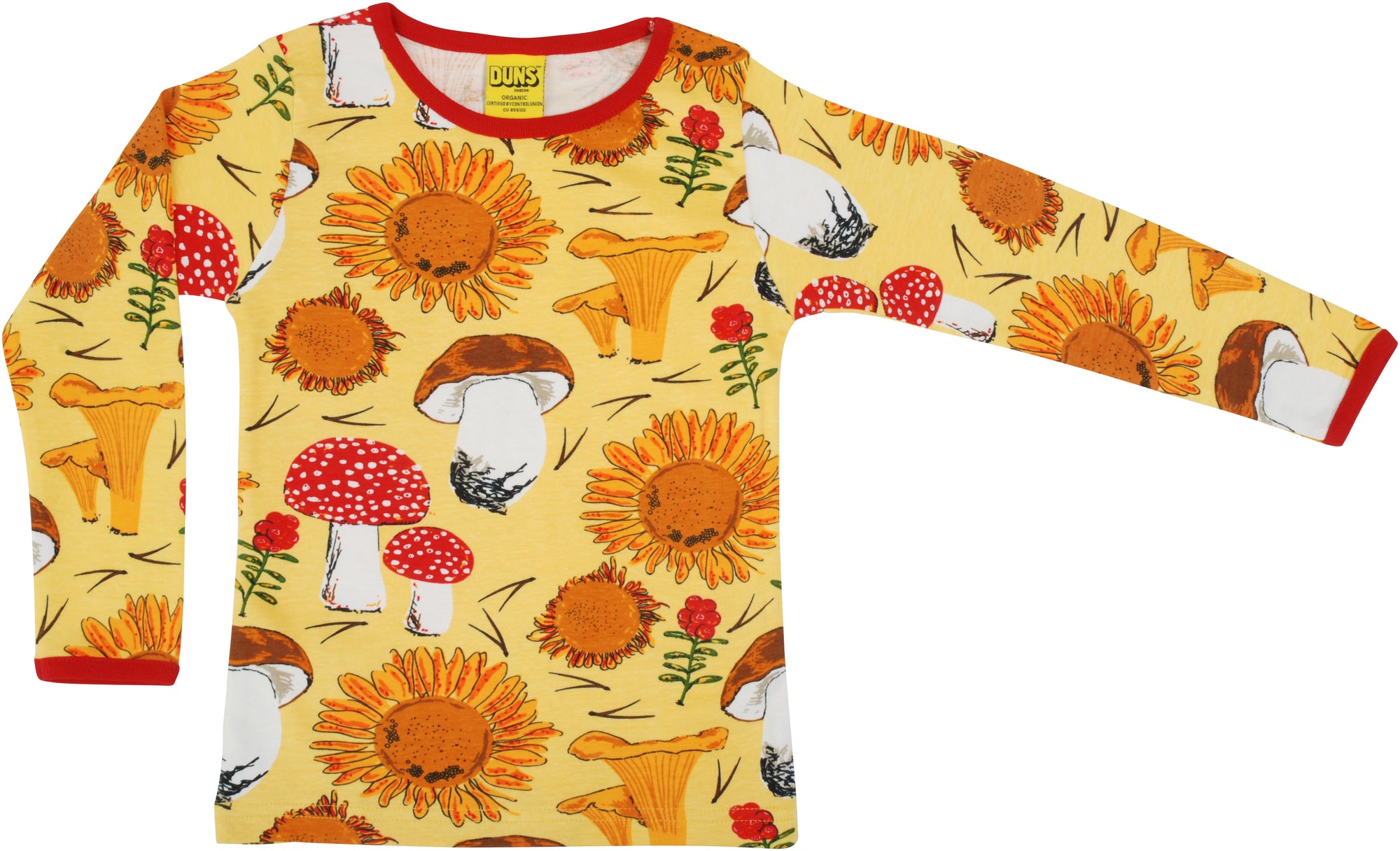 Duns Sweden ADULT Longsleeve Sunflowers & Mushrooms Sunshine Yellow - Lange Mouw Shirt Geel
