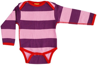 Duns Sweden Body Longsleeve Stripes Pink Purple - Romper Paars Roze gestreept