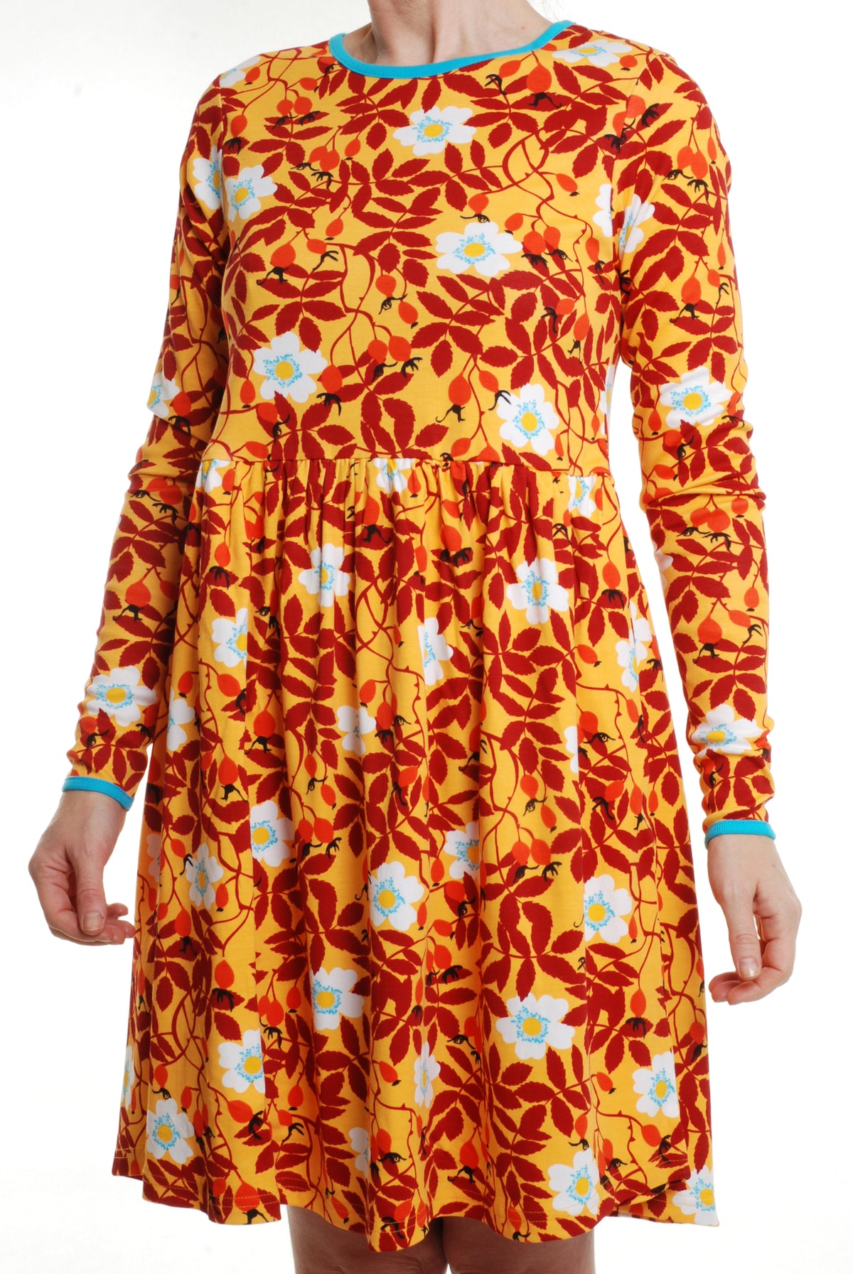 Duns Sweden - LADIES Longsleeve Gather Dress/Zwierjurk Rosehip Mustard DAMES