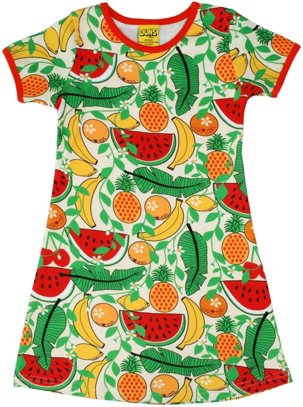 Duns Sweden - Shortsleeve Dress Tropical Vanilla - Jurkje Tropisch Fruit Licht Geel
