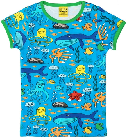 Duns Sweden - T-Shirt Sealife Turquoise - Shirt Korte Mouw Zeeleven Turquoise