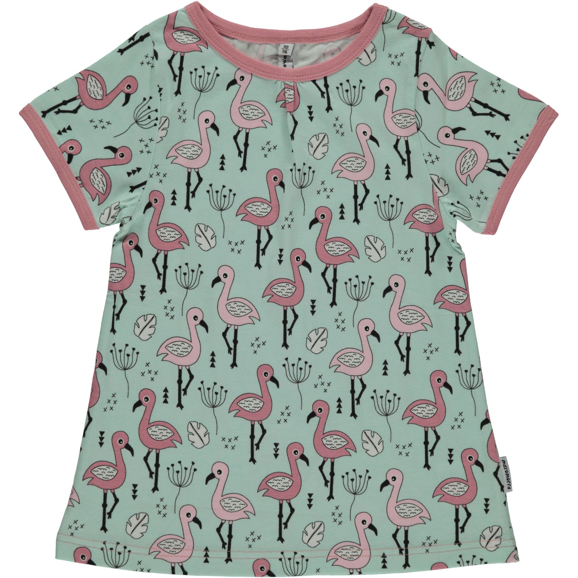 Maxomorra Top A-line Short Sleeve Sweet Flamingo - Tshirt Flamingo