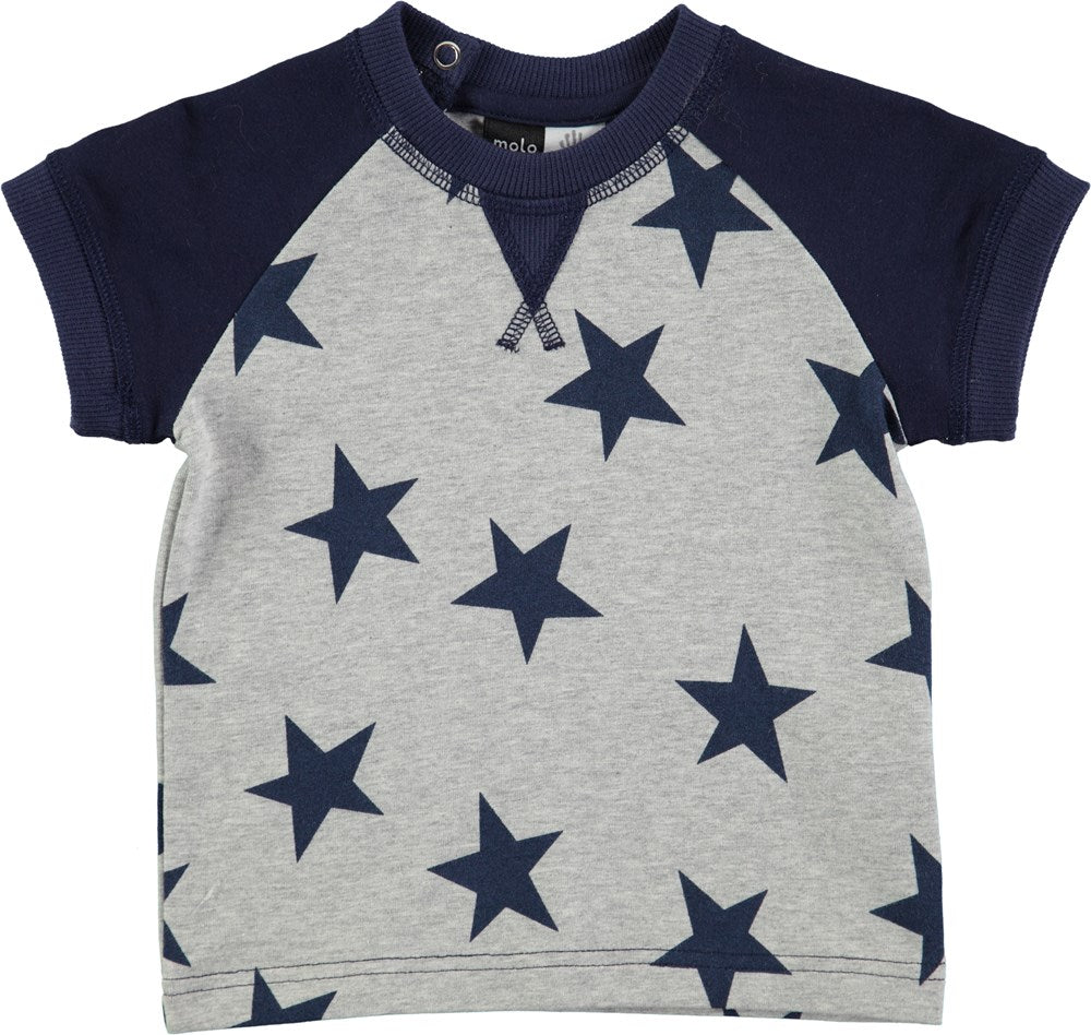 Molo - Eton T-shirt Casino Star Raglan Sleeves - T-shirt Sterren Blauw Raglan