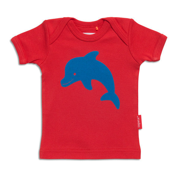 Tapete T-Shirt BABY Flipper Rood - Blauwe Dolfijn
