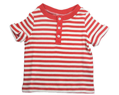 Dis une Couleur - T-shirt Tuni Ecru Red Stripes - T-shirt Ecru Rode Strepen
