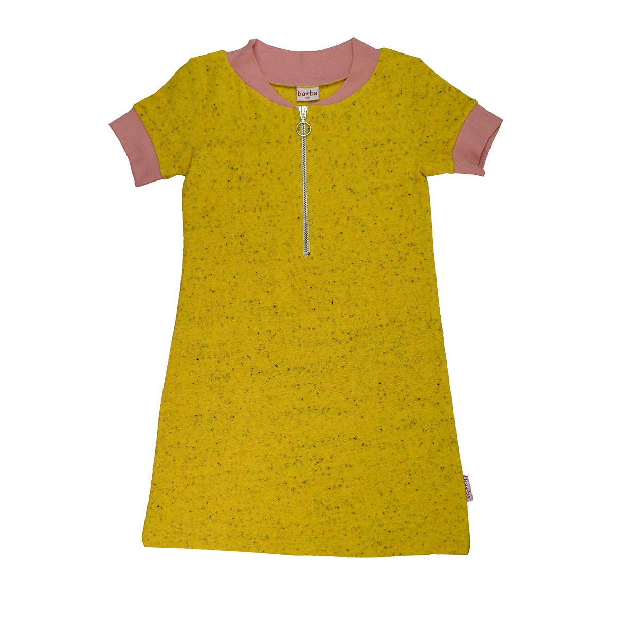 Baba Kidswear - Zipper dress Speckled Terry Lemon