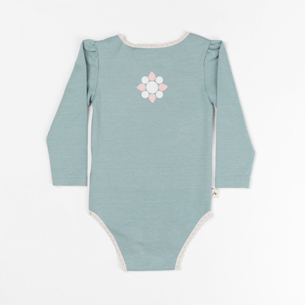 Albababy - SET Hannah zachtblauwe romper wit kantje Ida baby pants Dusty Rose