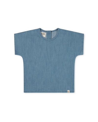 Matona Arlo T-Shirt Denim - Blauw Shirt Denim Katoen