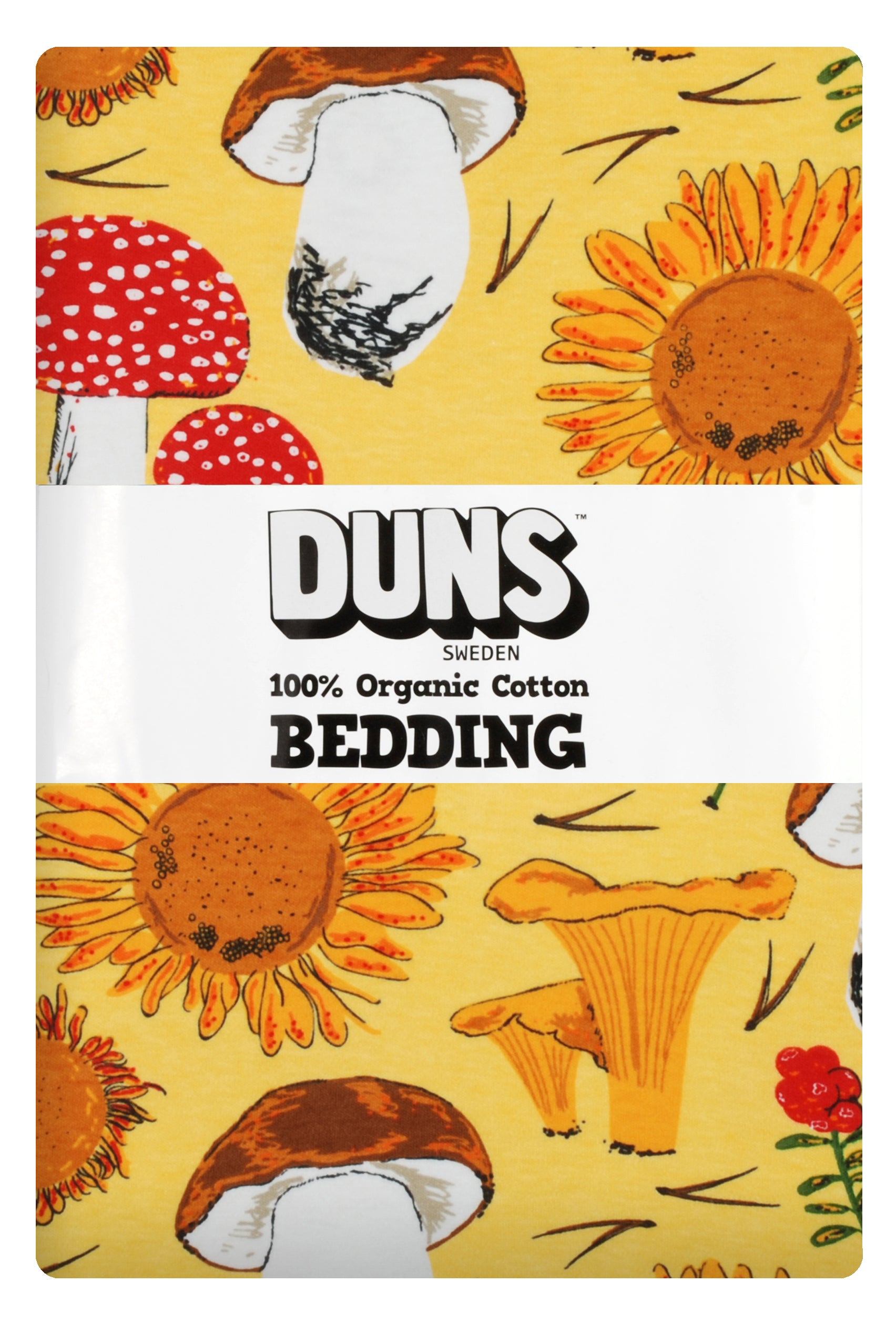 Duns Sweden Bedding Sunflowers & Mushrooms Sunshine Yellow - Dekbedovertrek Zonnebloemen & Paddenstoelen