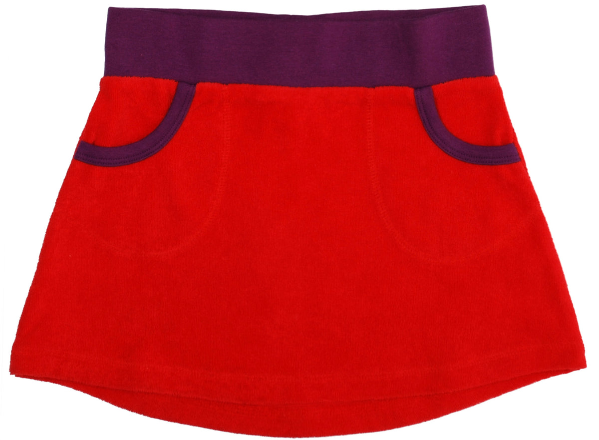 Duns Sweden Skirt Terry Red Purple - Rood badstof rokje met paarse boord