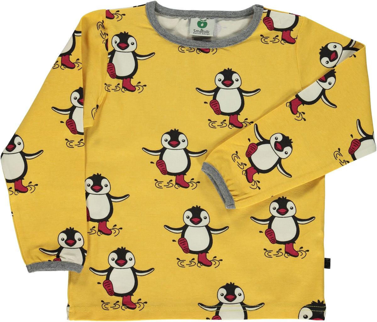 Smafolk Longsleeve Pinguin Ochre/Yellow - Oker Geel Shirt Pinguins